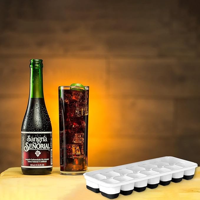 Set of 4 Stackable Silicone Ice Cube Trays with Removable Lids - Flexible, Spill-Resistant, Dishwasher Safe (Black)
