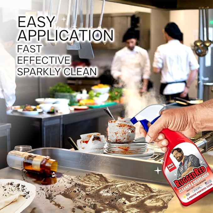 Industrial-Strength Cleaner & Degreaser – Heavy-Duty Kitchen Degreaser Spray for Chefs & Catering, USA-Made, Citrus Scent, 32oz (1 Bottle)