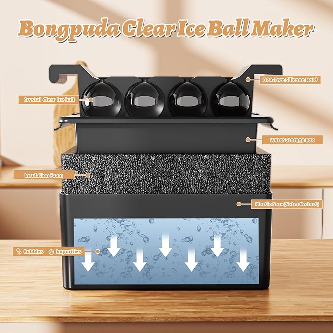 Clear Ice Ball Maker,8 Cavity Ice Sphere Mold for Whiskey,1.94" Whiskey Ice Ball Mold,Idea Gifts for Dad Boyfriend Boss Men who Have Everything