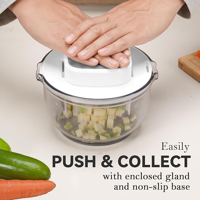 Vegetable Chopper Bowel Multi-functional 3 Interchangeable Blades Onion Chopper French Fry Cutter Veggie Dicer for Cucumber, Tomato, Zucchini, Carrot, Citrus