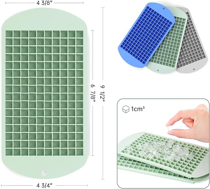 Silicone Mini Ice Cube Tray, 160 Nugget Ice Cube Molds Easy Release Small Ice Cube for Chilling Whiskey Cocktail, Stackable Ice Trays For Freezer (Lime)