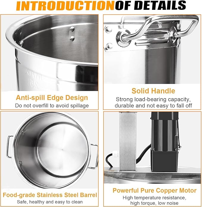 Electric Jam Mixer, 20l,40l,85l Automatic Pot Stirrer Mixer, Stainless Steel Automatic Mixer Machine With 4-Blade Mixing Scraper, For Commercial Kitchens, Dessert Shops 85L