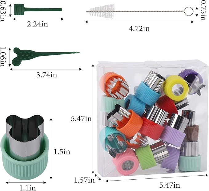 21Pcs Vegetable Cutter Shapes Set - 18Pcs Fruit Shape Cutters and 3Pcs Food Cutters Tools Accessories for Kids Lunch