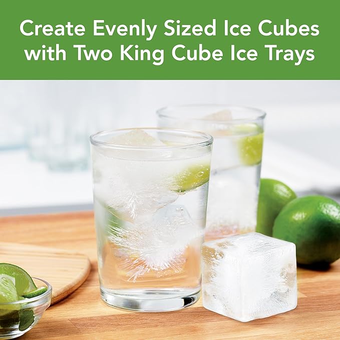 Tovolo Large 2” King Cube Ice Tray Pesto Green Ice Cube Trays for Whiskey Cocktails Smoothies, Big Square Ice Cube Mold Silicone Freezer Tray for Perfect Rock Cubes BPA Free Dishwasher Safe