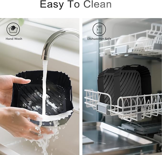 Air Fryer Silicone Liners 2 Pack, Reusable Square Air fryer Basket Liners, 4-6Qt Silicone Baking Tray for Instant Air fryer, Oven Microwave Pot Accessories, Food Grade Kitchen Gadgets