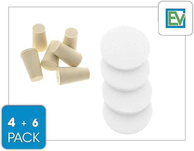 Replacement Stoppers (6 Pack) & Filters (4 Pack) Combo Pack For Toddy Cold Brew Systems, by Essential Values
