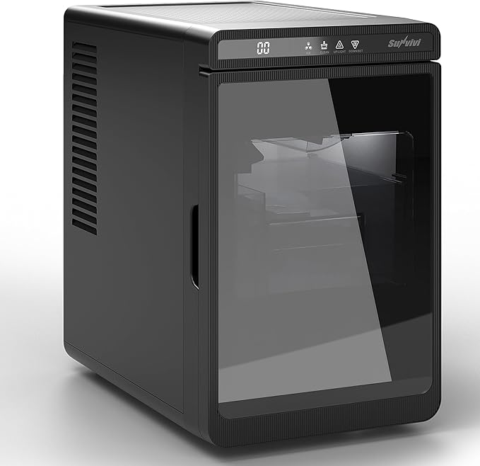 Crystal Clear Ice Maker, Compact Countertop Ice Machine, 3 x 1.6 Ice Cubes in10-Mins, Self-Cleaning, LED Light & Timer, Portable Electric Ice Maker for Kitchen, Bar, RV, Black