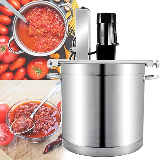 Stainless Steel Electric Food Mixer - Automatic Pot Stirrer with 4-Blade Scraper, Commercial-Grade Heat Mixing Machine for Cooking & Seasoning Adjustable Speed for Making Jam, Sauce 20l
