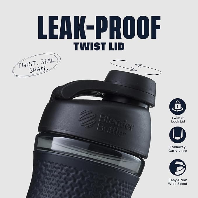 BlenderBottle SportMixer Shaker Bottle Perfect for Protein Shakes and Pre Workout, 20-Ounce, Navy