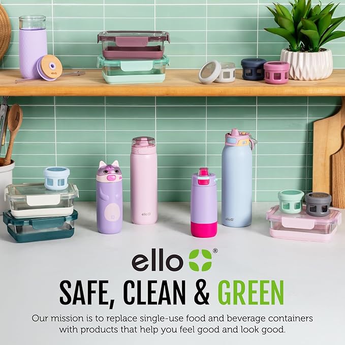 Ello Snap & Nest 10-Piece 3 Cup Plastic Divided Meal Prep Set, Reusable Food Containers for Healthy Eating, Freezer, Dishwasher Safe, Berry Fields
