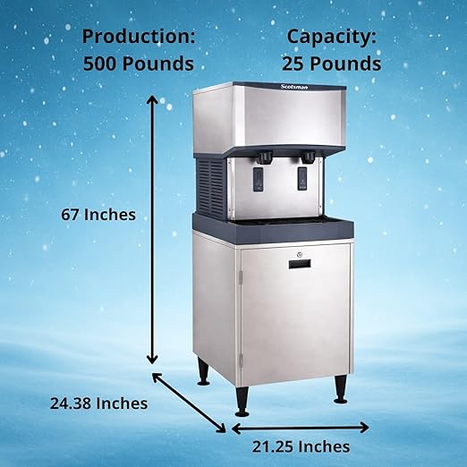 Scotsman Meridian Touchfree Countertop Nugget Ice Maker & Water Dispenser - 500 lb/Day, 25 lb Storage Bin, Stand w/Door