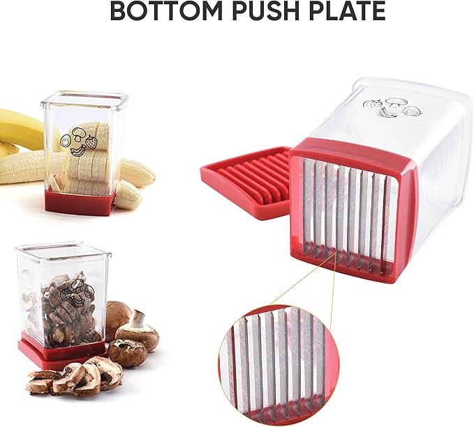 Fruit Cutter and Chopper – Cup Slicer for Strawberry, Grape, Banana, Mushroom, Kitchen Gadget for Fruits and Vegetables, Compact Slicing Tool (3 Packs)