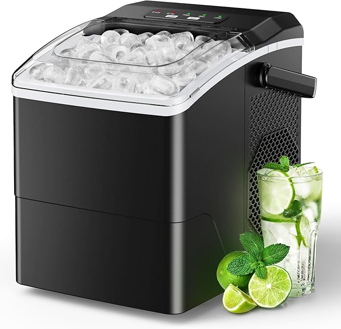 Silonn Countertop Ice Maker Machine, 26 lbs per Day, Fast Ice in 6 Minutes, Self-Cleaning Ice Maker, Compact Countertop Ice Machine for Home, Kitchen/Office/Parties,Black