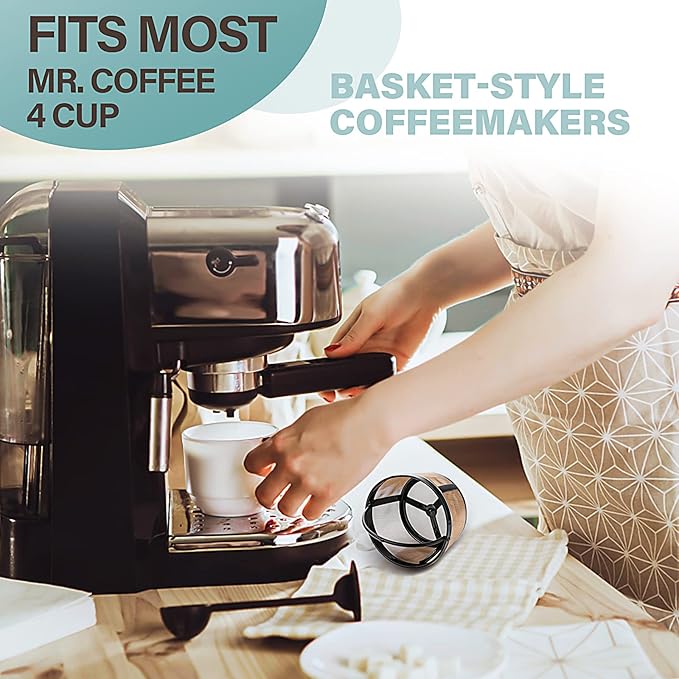 Prasacco Reusable Basket Coffee Filter - 4 Cup Permanent Replacement Filter for Mr. Coffee Coffee Makers (1 PC)