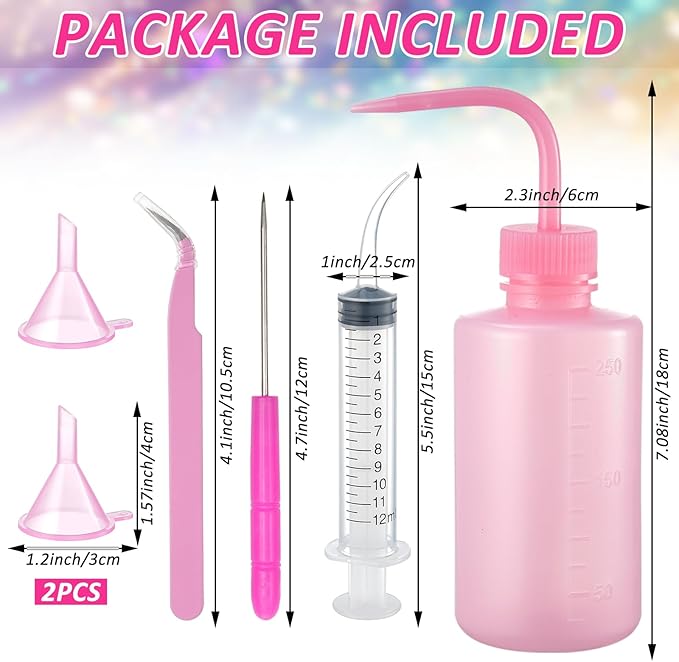 10 Pcs Snow Globe Tumbler Supplies 16oz Pre Drilled Double Wall Clear Cups Kit with Lid and Straw Squeeze Bottle Funnel Tweezer Bent Syringe for DIY Glitter Snow Globe Craft Gift (Colorful)