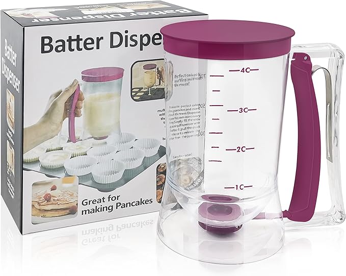 Kndatle Pancake Cupcake Batter Dispenser, Batter Separator Bakeware Maker with Measuring Label, Perfect Baking Tool for Cupcakes, Waffles, Muffin Mix, or Any Baked Goods