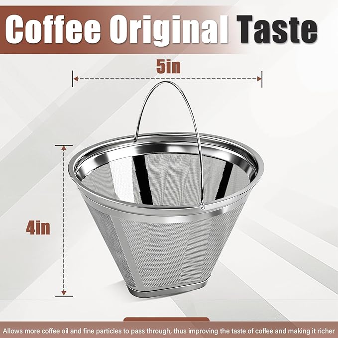 #4 Coffee Filter Reusable Coffee Filter Stainless Steel Coffee Filter Compatible with Technivorm Moccamaster KBGV KBT 79112 53923 59691 etc. Durable Stainless Steel Filter for Sustainable Brewing (1)