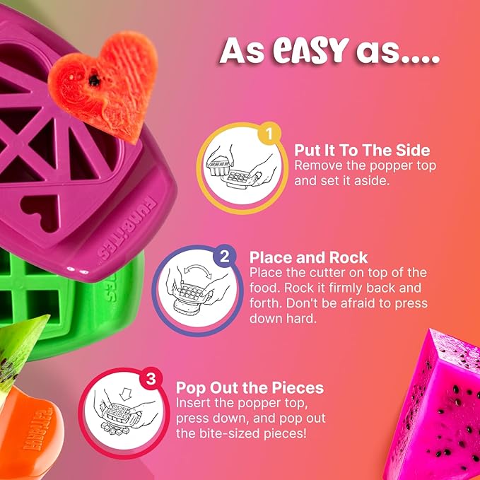 FUNBITES Crustless Sandwich Cutter for Kids Lunch (6-piece set), Uncrustable Sandwich Cutter, Bite-Size Food Cutter for Toddlers, Bento Box Accessories, Dishwasher Safe, Squares/Hearts/Triangles 3pk