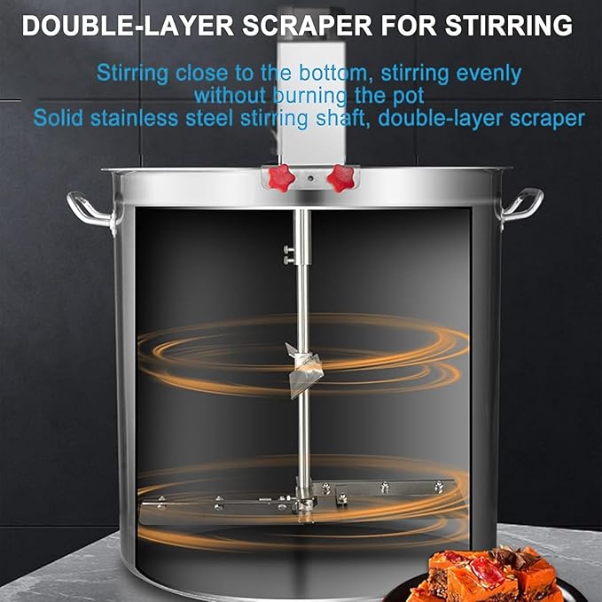 Automatic Food Mixer - 40L/80L/140L Commercial Heating Mixer with 4 Blade Stirring Scraper,for Making Jam, Sauce, Filling, Hot Pot Seasoning Bottom Soup Stirre, Adjustable Stirring Speed,40L