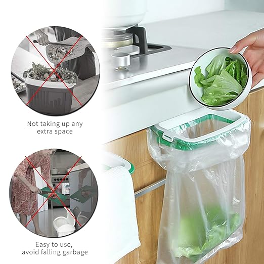 Portable Trash Bag Holder Hanging Kitchen Cupboard Door Back Style Stand Trash Garbage Bags Storage Rack
