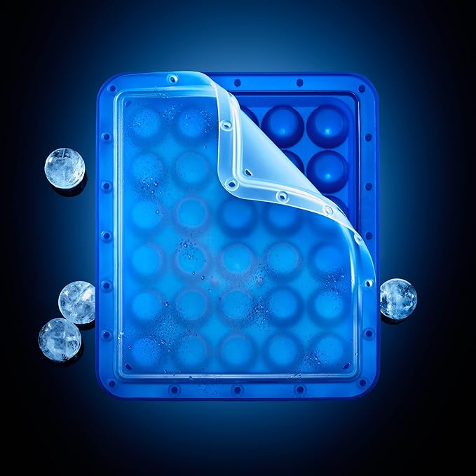 Lurch 240775 Ice Former Arctic Ball 3 cm Blue Ice Cube Tray for 30 Ice Cubes with Transparent Lid Blue