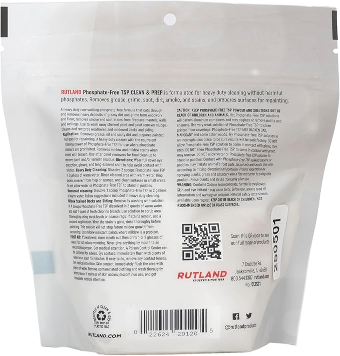 Rutland TSP-PF Clean & Prep, Phosphate-Free & Eco-Friendly All-Purpose Cleaner, 1 Pound Bag