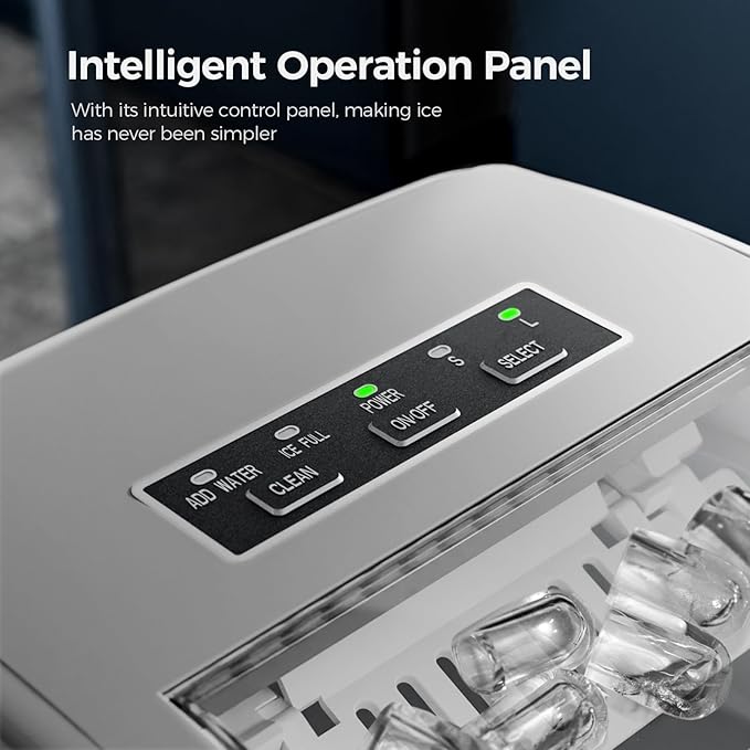 Electactic Ice Makers Countertop,26Lbs/24H,9 Cubes in 6 Mins,Portable Ice Maker Machine with Self-Cleaning,2 Sizes of Bullet Ice,Perfect for Home Kitchen(Grey)