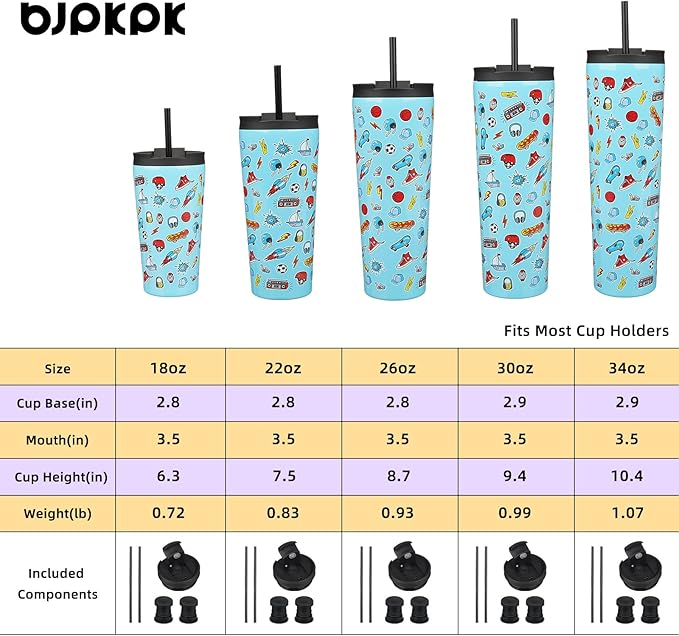 BJPKPK 34oz Insulated Tumbler With lid And Straw Stainless Steel Tumblers Travel Coffee Mug Reusable Thermal Cup,Playground