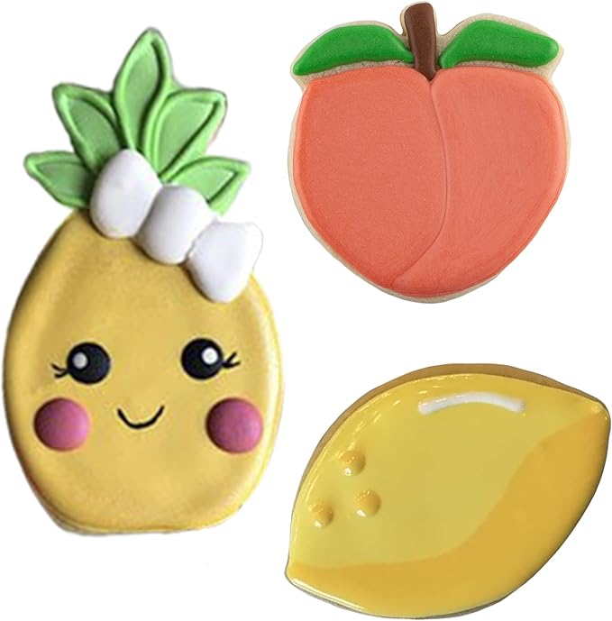 Ann Clark Fruit Cookie Cutters 3-Pc. Set (Lemon, Pineapple, Peach) Made in USA