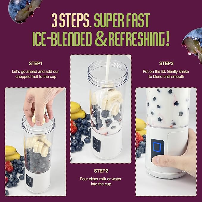 SUNHAIXIA Portable Blender - Citrus Juicer with Type-c Rechargeable (WHITE-BS-B01)