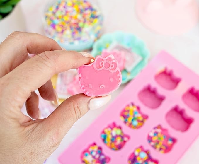 Sanrio Hello Kitty Flexible Silicone Mold Ice Cube Tray In Character Shapes | Reusable Ice Mold For Freezer Pink