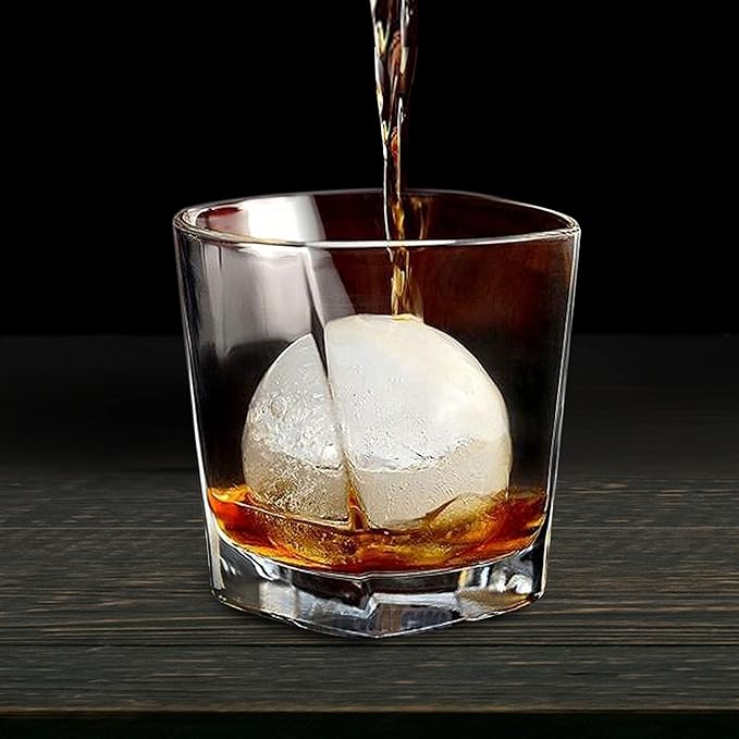 OGGI Ice Cube Tray, Ice Ball Molds, Large Ice Sphere Maker, Flexible 6 Cavity Silicone Ice Ball Trays for Freezer, Slow Melting Big Ice Spheres for Whiskey, Cocktails & Juices, BPA Free - Gray
