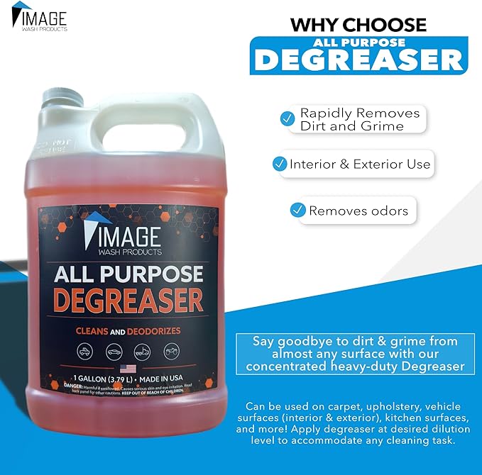 Image Wash All Purpose Foaming Degreaser Spray Heavy Duty Grease & Oil Remover for Engine Bays Tires Kitchen Counters & Stainless Steel Safe for Sealed Granite Marble & Painted Surfaces