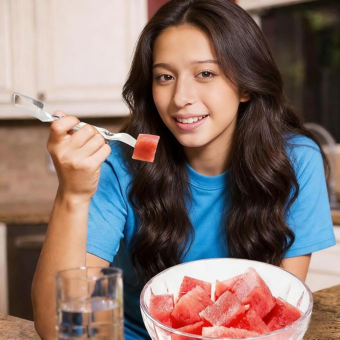 Watermelon Cutter Slicer Fruit Tool - 2-in-1 Stainless Steel Watermelon Cube Cutter, 2026 New Upgrade Dual Head Watermelon Fork Slicer Tool, Summer Fruit Cutting Kitchen Gadget for Home (1PCS)