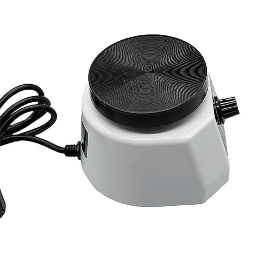 Lab Vibrator, 4" Small Round Vibrating Plate, 100W Plaster Oscillator Paint Shaker, Adjustable Speed Gypsum Mixing Machine, for Remove Resin Bubbles Mixing Plaster Gypsum