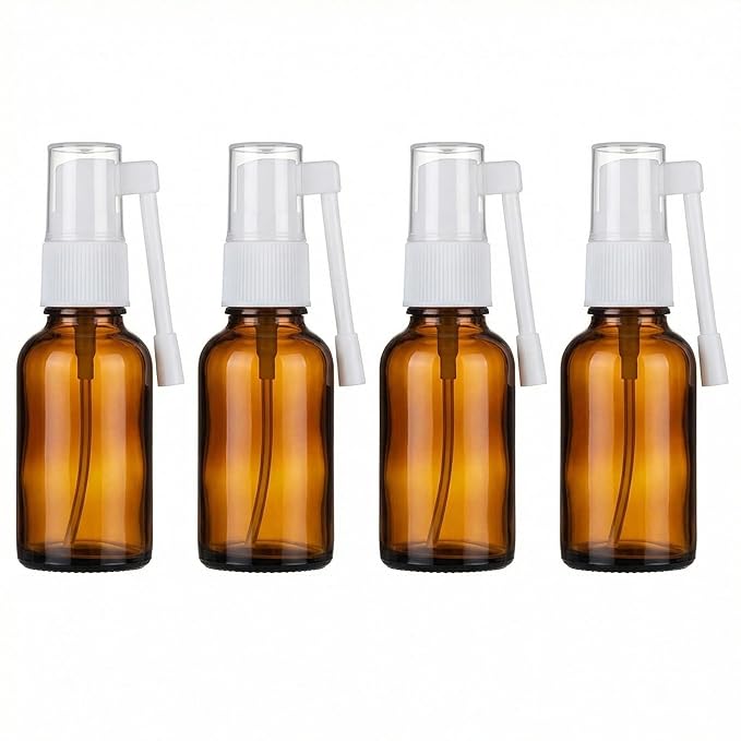 4-Pack10ml (0.34oz) Amber Glass Empty Oral Sprayer for Essential Oils & Other Water-Based Applications