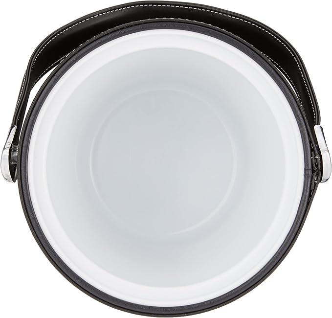 Kraftware Ice Bucket with Stitched Handle, Fabric Lid and Chrome Astro Ball Knob, Black - 3 Quart