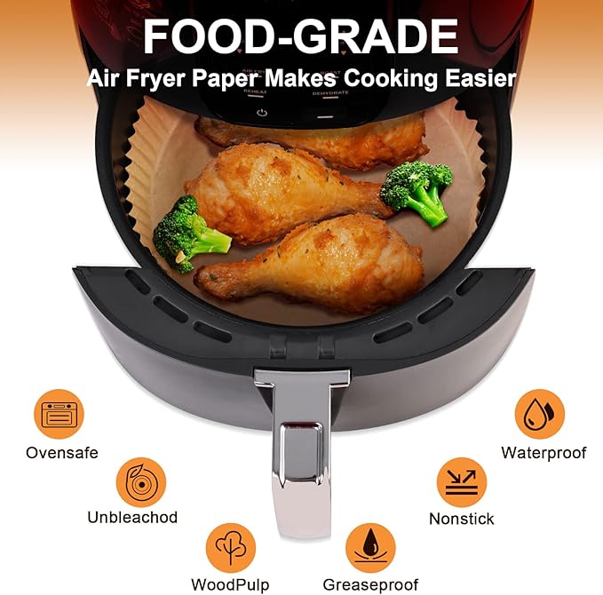 SIUDANGKA Mini Air Fryer Liners for 2qt Air Fryer, 100 Pcs Non-Stick Air Fryer Parchment Paper Pads Air Fryer Liners Compatible with Ninja AF080 Mini, COSORI 2.1, Instant Vortex 2-QT, CHEFMAN Small