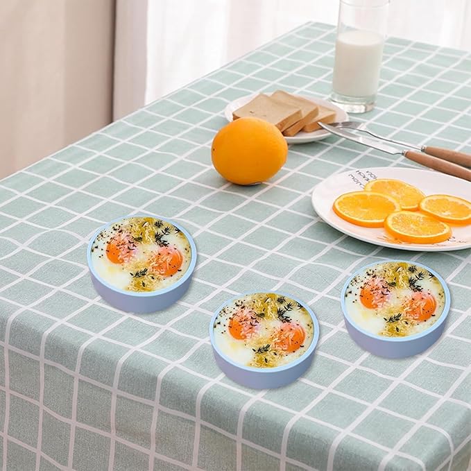 3Pcs ZHYEEDAA Air Fryer Egg Mold,Silicone Egg Molds, Individual Egg Bite Maker Reusable Egg Molds, Microwave Egg Cooker, BPA Free, Dishwasher Safe (Round-with lids)