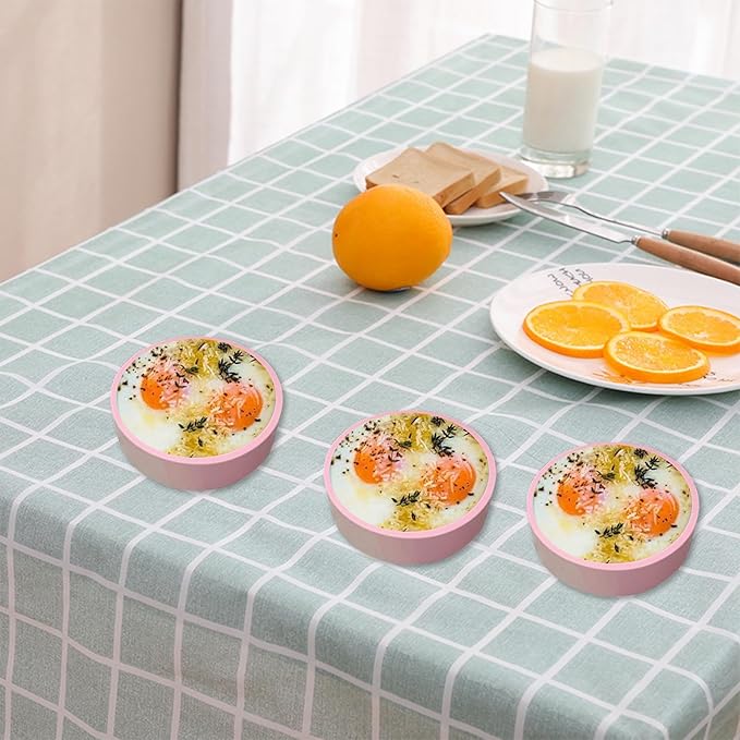 3Pcs ZHYEEDAA Air Fryer Egg Mold,Silicone Egg Molds, Individual Egg Bite Maker Reusable Egg Molds, Microwave Egg Cooker, BPA Free, Dishwasher Safe (Round-Pink)