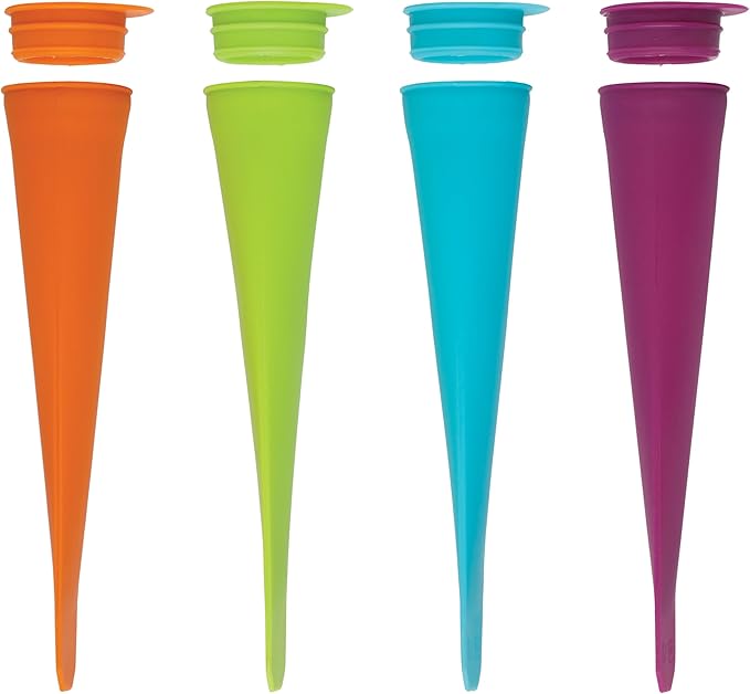HIC Kitchen Flavor Blast Silicone Ice Pop Makers, Non-Stick, Flexible, Reusable, Set of 4, Makes 4 Ice Pops