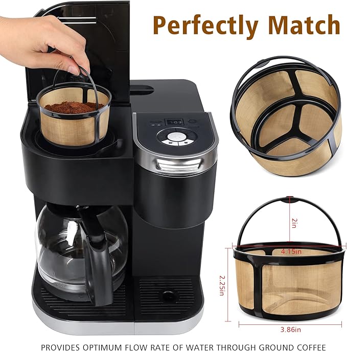 Reusable K-Duo Coffee Filter for Essentials & Brewers, Carafe Basket Filters for K-Duo Coffee Makers, Accessories, 2 Pack