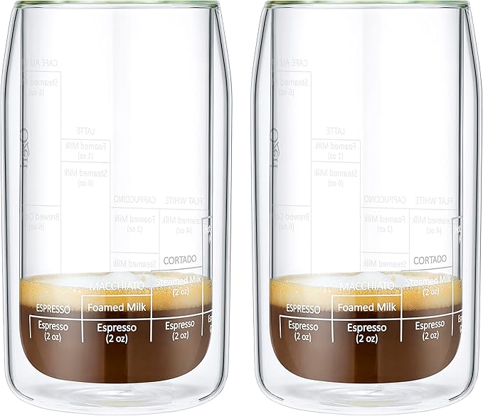 Ozeri Moderna Artisan Series Double Wall Barista Coffee Glass, 15 oz, Clear