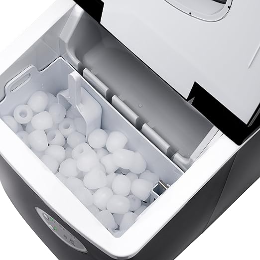 NewAir Counter Top Ice Maker Machine (Black), Compact Automatic Ice Maker, Cubes Ready in 6 Minutes, 28 Pounds in 24 Hours - Perfect for Home/Kitchen/Office/Bar