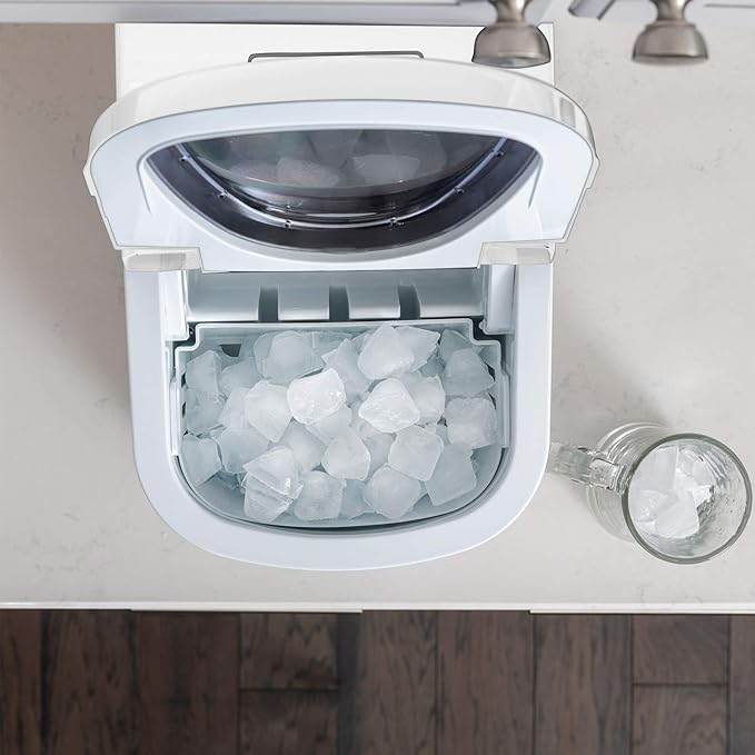 Deco Rapid Portable Automatic Electric Countertop Ice Maker - 6 Great Colors Compact Top Load 26 Lbs. Per Day Great for Party Hosting Never Run Out of Ice Again, Self Cleaning (White)