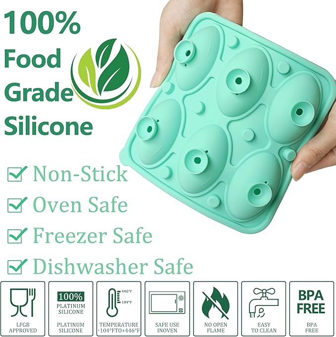 Zorazio 2Pack Football Ice Cube Tray,Football Shaped Novelty Silicone Ice Cube Mold, Large Ice Cube Tray with Lid for Whiskey, Cocktails, Football