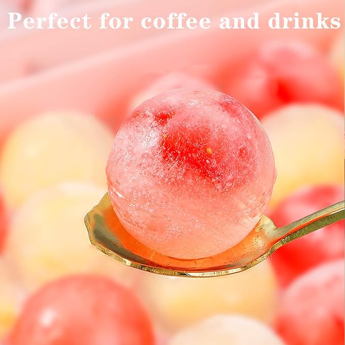 Round Ice Cube Tray with Lid, Mini Ice Ball Maker Mould for Freezer 33 Reusable Sphere Circle Ice Making Mold Easy Release for Water Cocktail Whiskey Coffee