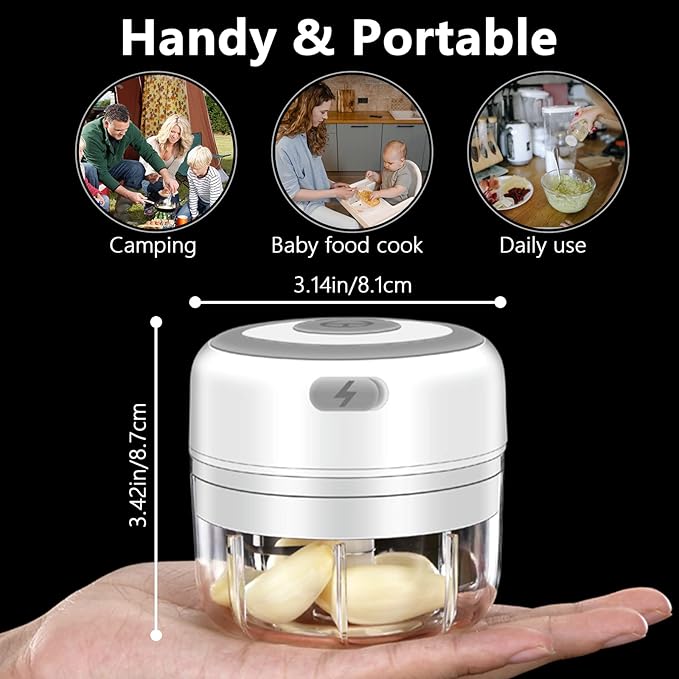 Electric Mini Garlic Chopper, 100ML Food Chopper Garlic Mincer USB, Portable Small Food Processor for Vegetables