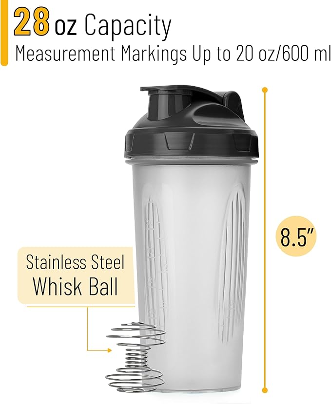 Mr. Pen- Shaker Bottles for Protein Mixes, 28 oz, Protein Shaker Bottle with Wire Whisk Ball