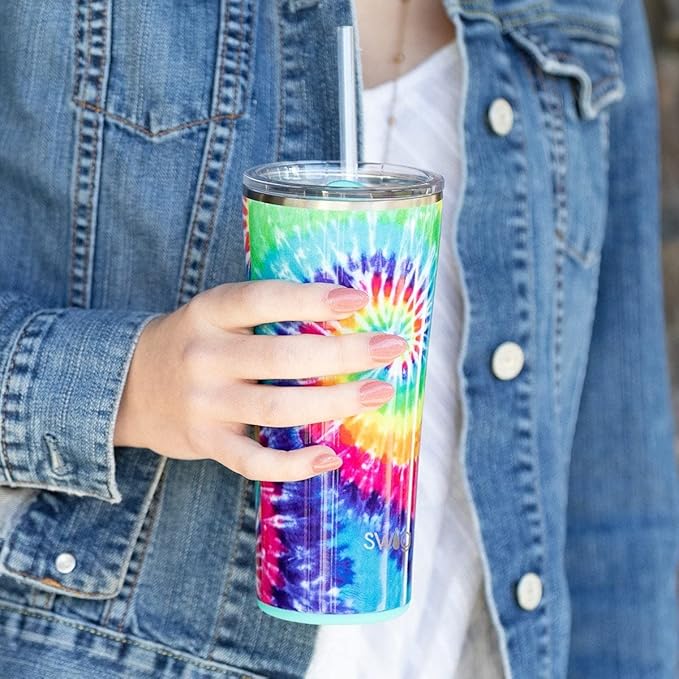 Swig Life 22oz Insulated Tumbler, Travel Coffee Tumbler with Lid, Cup Holder Friendly Travel Coffee Mug, Stainless Steel (Under the Sea)